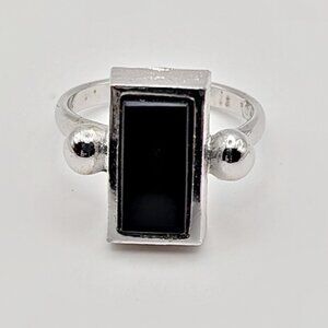 Vintage Sarah Coventry Rectangle Black Onyx Ring - Sarah Coventry 'Ingrid' Ring